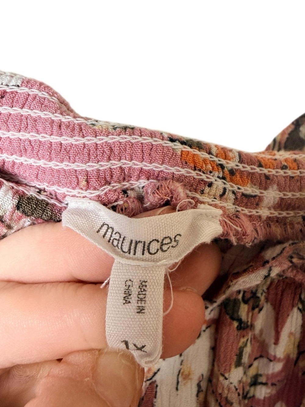 Maurices 1X Pink Floral Off-Shoulder Button Front Blouse - Picture 4 of 5